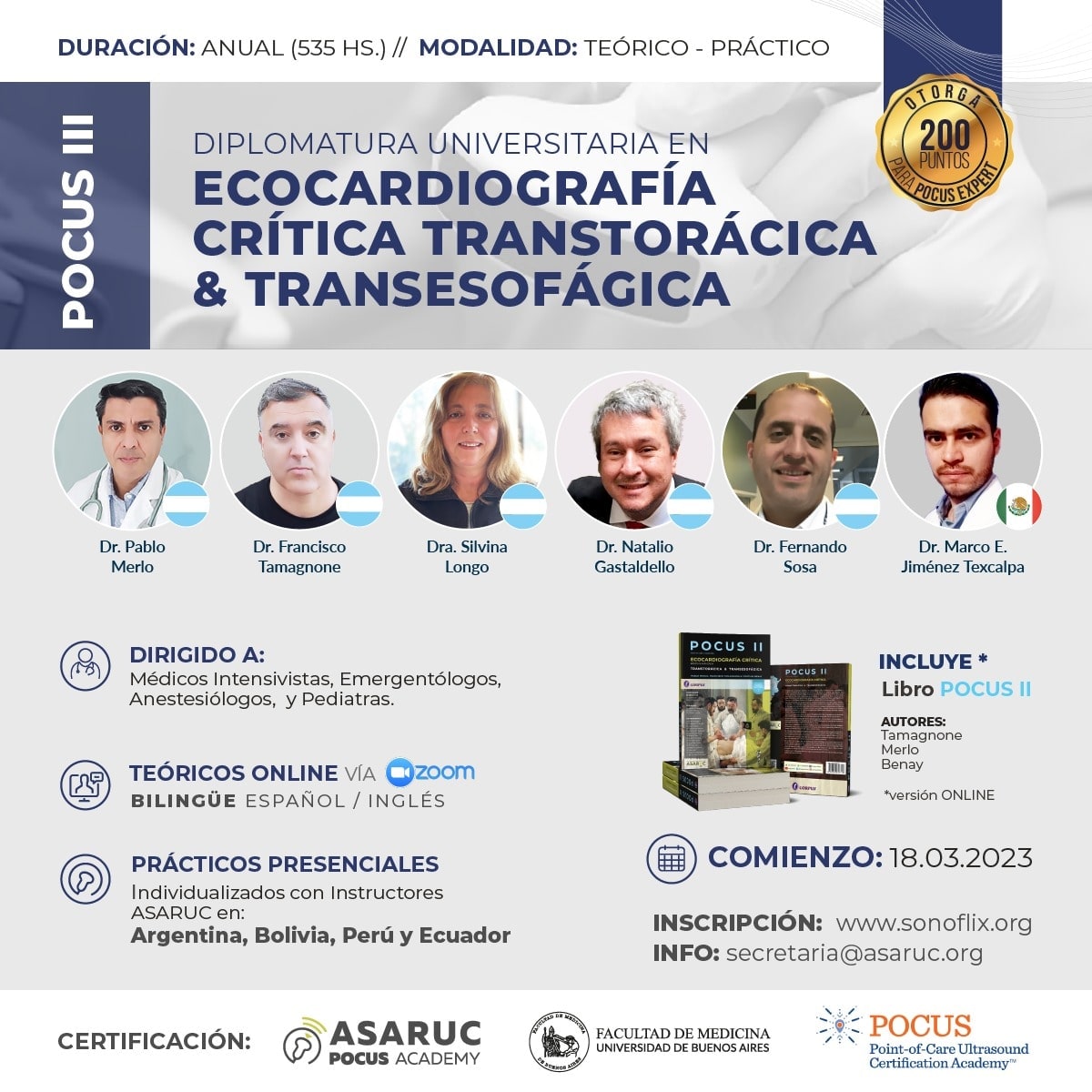 POCUS III – Ecocardiografía Crítica Transtorácica & Transesofágica 2023