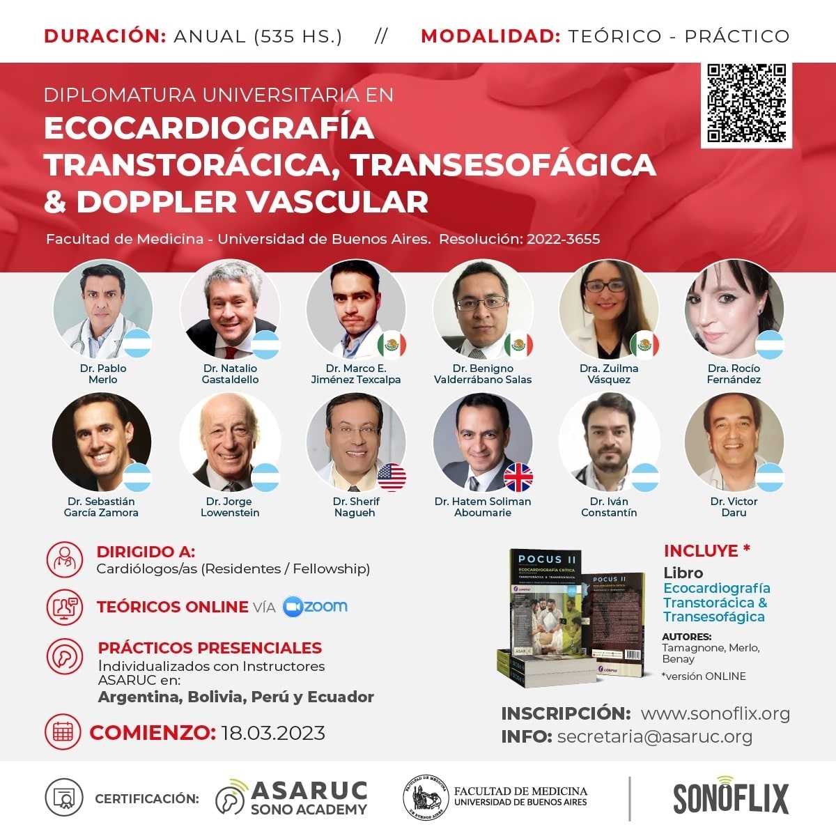 Ecocardiografía, Transtorácica, Transesofágica & Doppler Vascular 2023