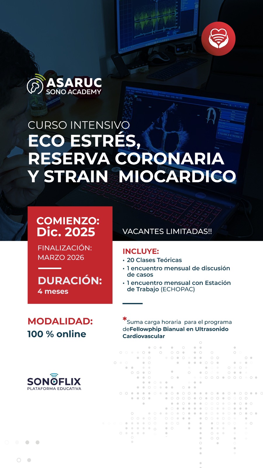 Curso Intensivo de Eco Estres, Reserva Coronaria & Strain MIOCARDICO 2025/2026