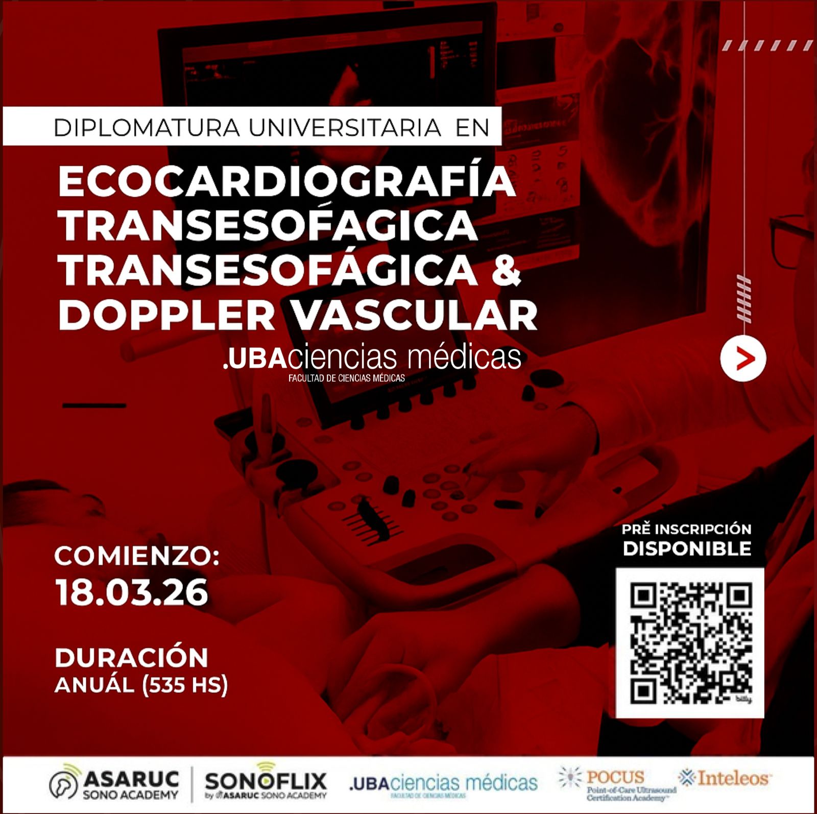 MATRÍCULA -Ecocardiografía, Transtorácica, Transesofágica & Doppler Vascular 2026