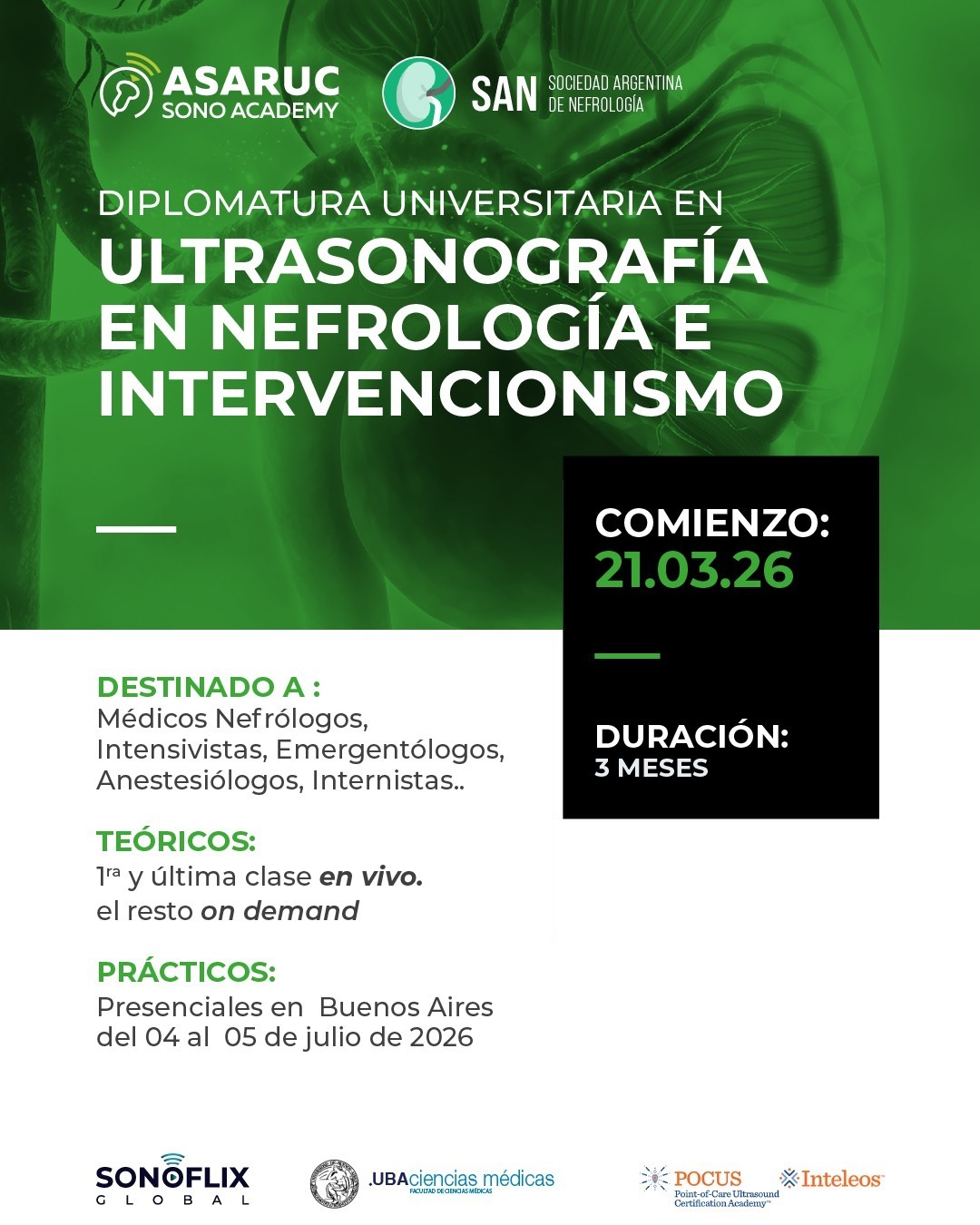 Diplomatura Universitaria en Ultrasonografía en Nefrología e Intervencionismo 3.ª Edición