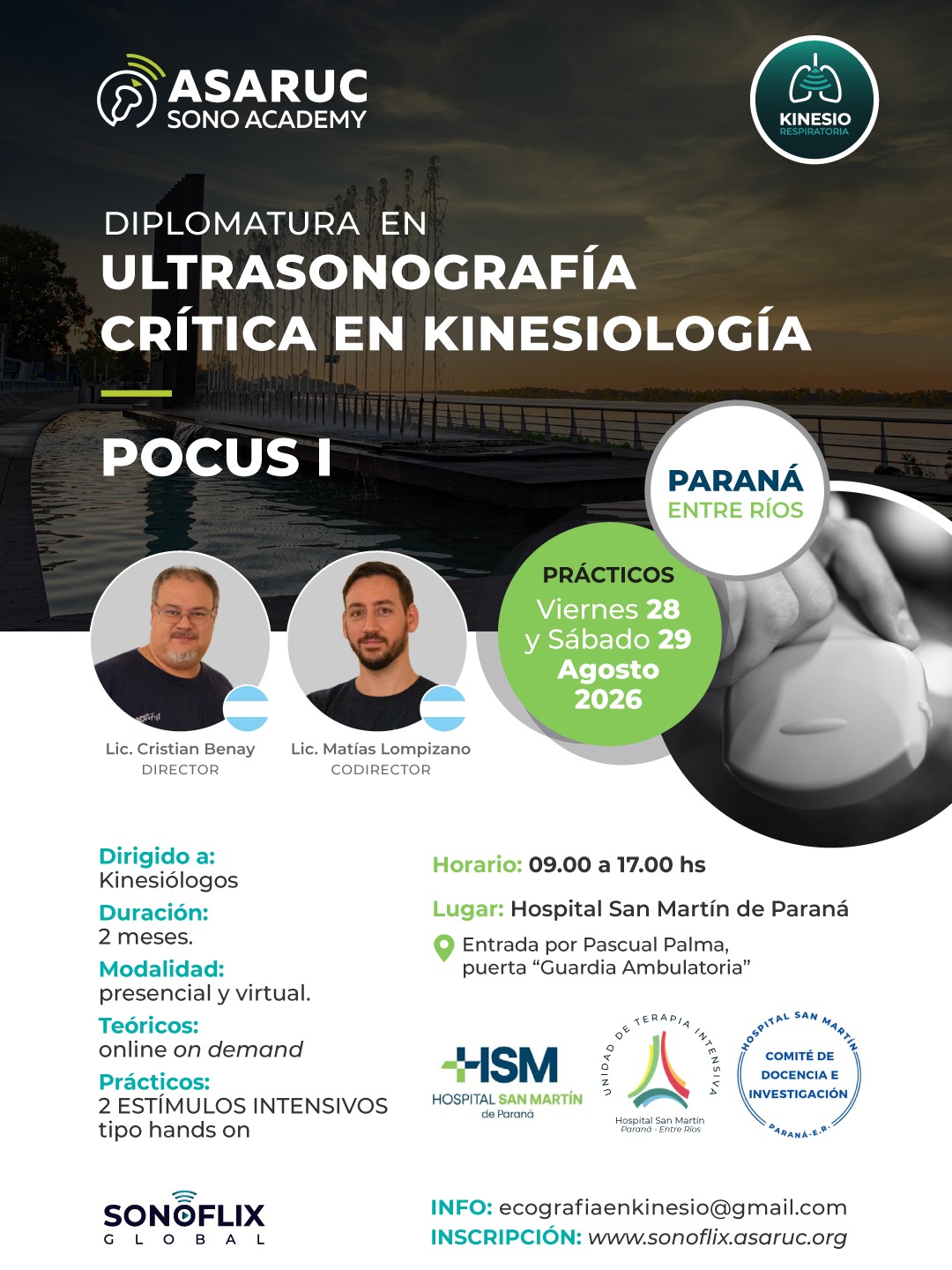 Ultrasonografía Crítica en Kinesiología. Sede Paraná – Agosto 2026